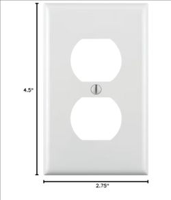 Leviton 150-Gang Duplex Device Receptacle Wallplate, Standard Size, Thermoplastic Nylon, Device Mount, 1 Pack, 80703-W, White