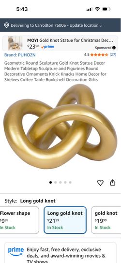 Gold Knot Sculpture Home Decor Statue