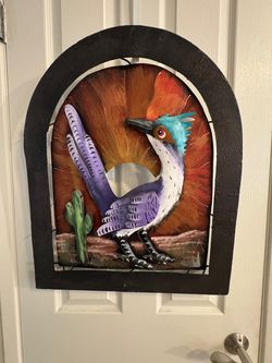 Painted Metal Roadrunner Desert Wall Art