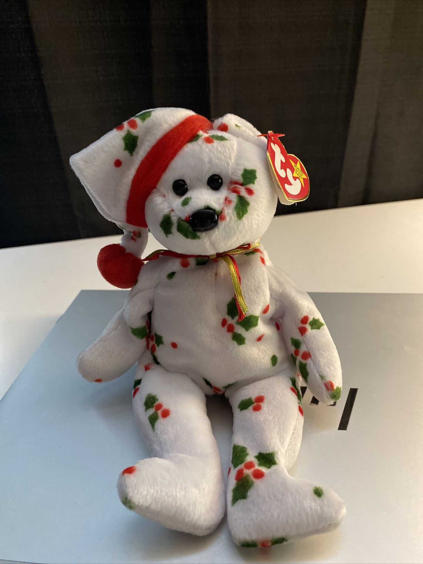 RARE 1998 Holiday TEDDY Ty Beanie Baby PE Pellets TAG ERRORS *Retired*Christmas*