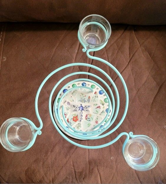 HEAVY DRAGONFLY CUSTOM DESIGNED CANDLE HOLDER- GORGEOUS
