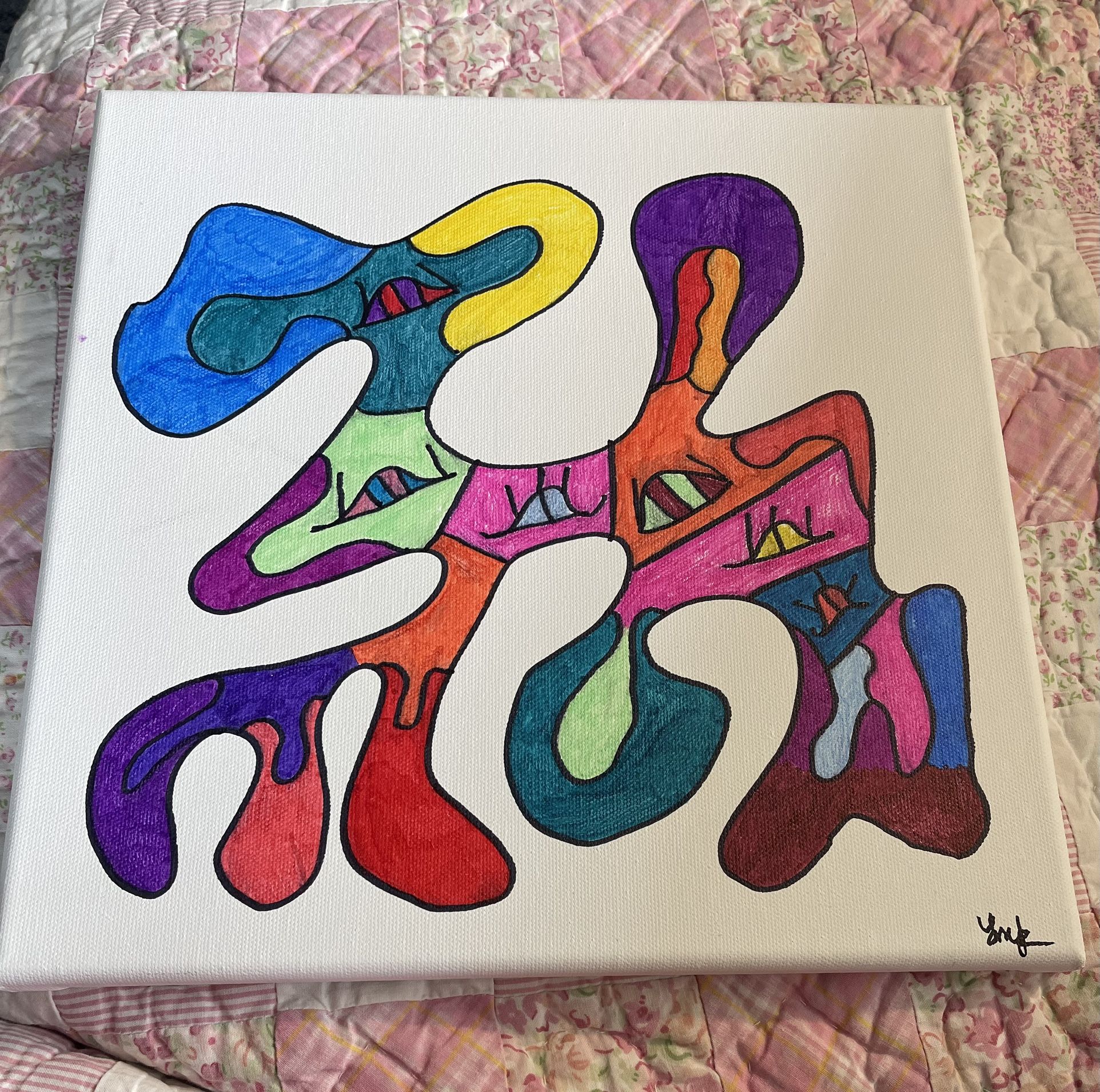 Outrage Acrylic Markers On Canvas Painting 