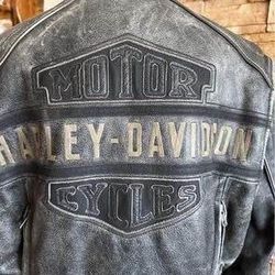 HARLEY DAVIDSON Men’s Size M Genuine Riding Motorcycle PASSING LINK Distressed Black Leather Jacket