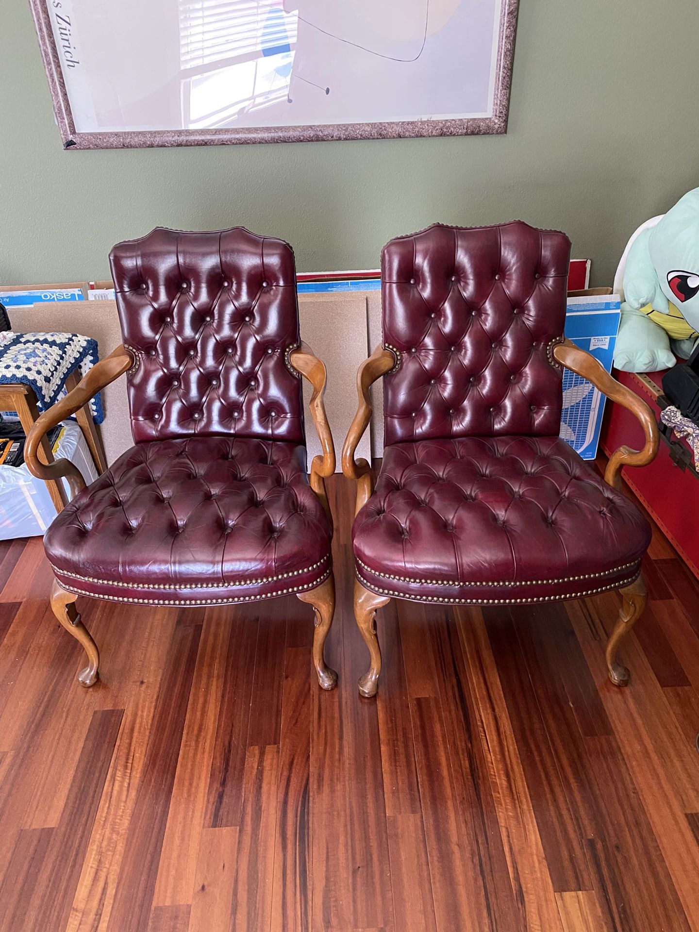 Schaeffer top grain leather upholstered chairs