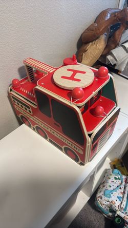 FAO Schwarz Wooden Fire Truck Toy
