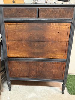 Vintage Figured Wood Chest of Drawers – Beautiful Wood Grain & Detail