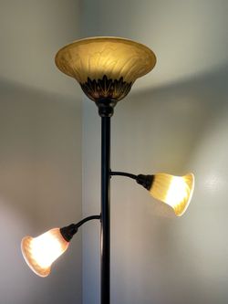 Bronze Torchiere Floor Lamp with Dual Reading Lights