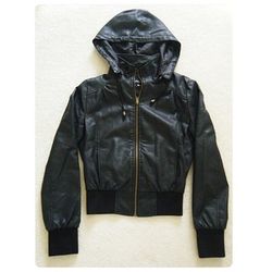 (New with tags) Faux Leather Jacket With Detachable Hood