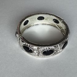Silver Bracelet with Black Stones
