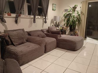 Brand new grey corduroy 3 peice sectional