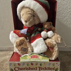 Vintage Christmas Gift Bear With Ornament Bear