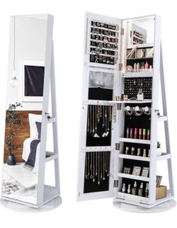 360° Swivel Jewelry Cabinet with Lights, LED 