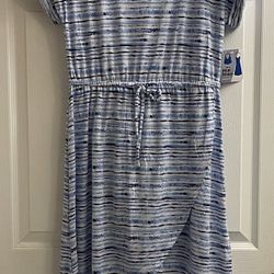Brand New Ladies Stripe Blue Midi Dress Sizes Medium & Large 