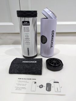 (New) Corkcicle Slim Arctican Snowdrift 12 ounce Fits Tall Can Adapter 8.4 Stash