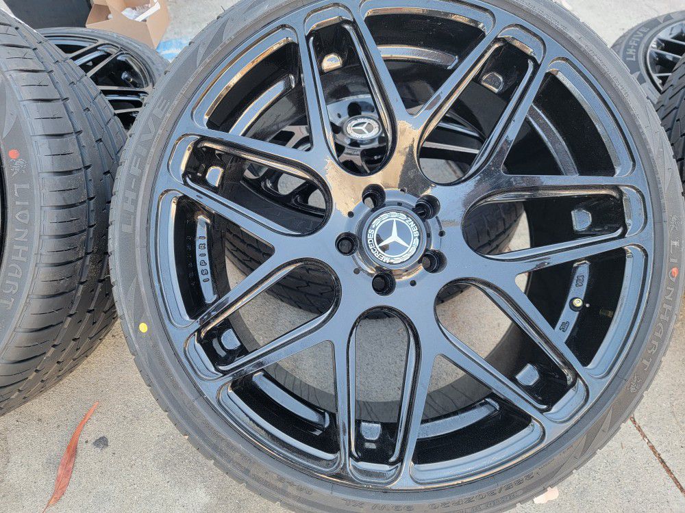 20"staggerd Glossy Black Wheels & New Tires For MERCEDES BENZ CLS550