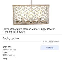 4 Light Pewter Box Chandleier - New In Box