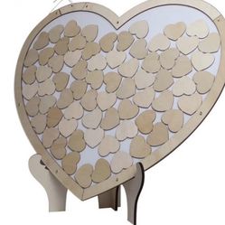 Wooden Heart Guest Book With Small Hearts