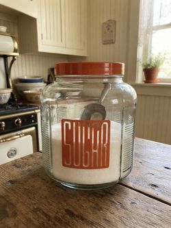 Large Glass Sugar Canister and scoop with Lid