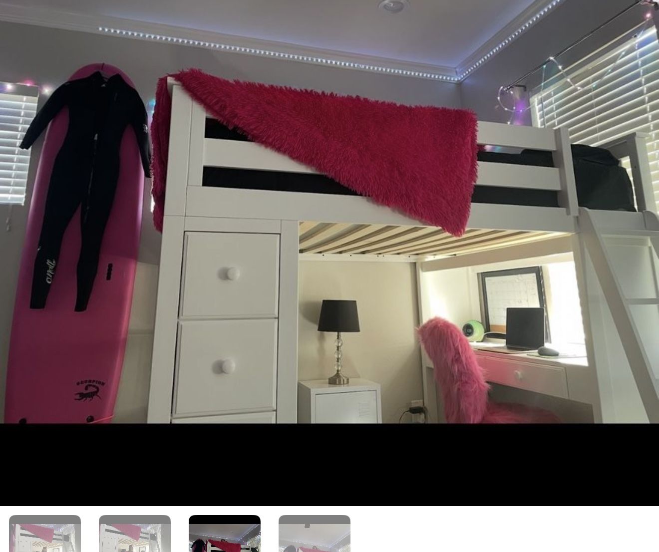 full size Bed with attached desk