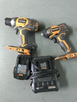 Ridgid 18v Drill Set With Battery And Charger