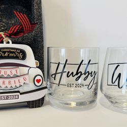 Mr&Mrs gift set Hubby & Wife glasses est. 2024