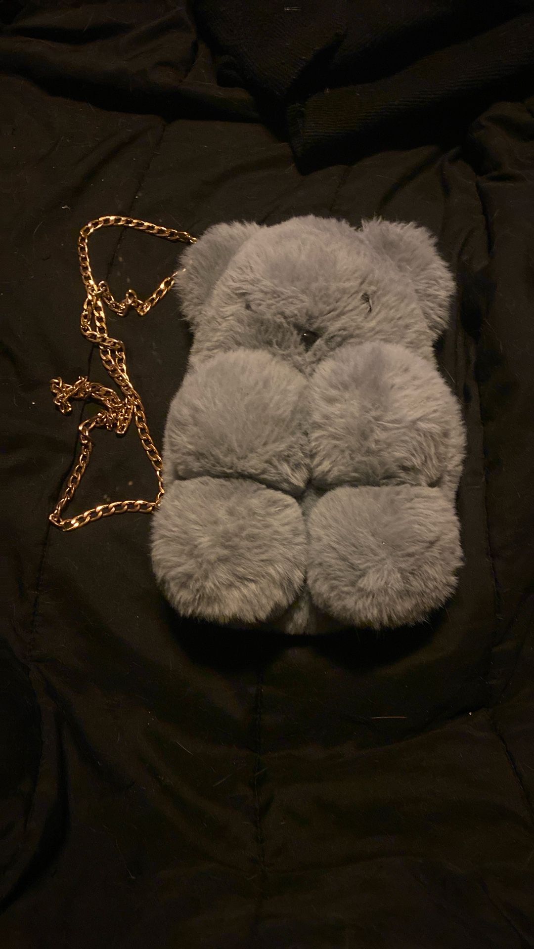 Teddy Bear Purse, Grey, 11 Inches By 7 Inches
