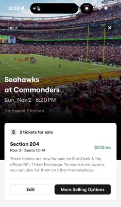 Commanders Seahawks Tickets