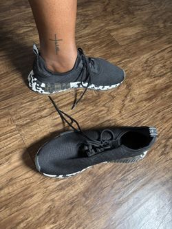 Size 9.5 Men’s Sneakers, Blacks And White Adidas