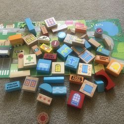 Wood city  Blocks  Toddlers Toys Like New