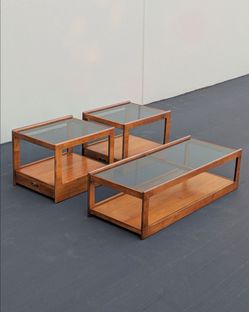 Mid-Century Modern 3-Piece Glass Top Coffee & End Table Set