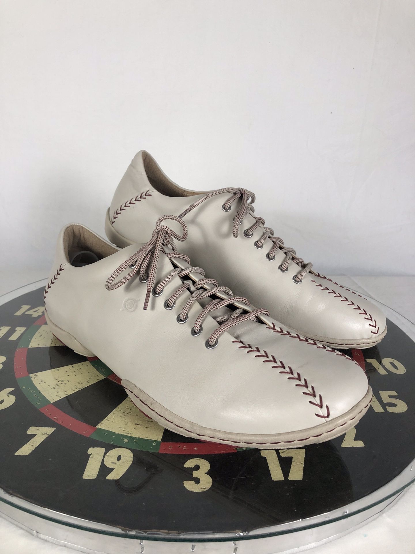 BORN MEN'S WILLIAMS BASEBALL STITCH STYLE WHITE RED LEATHER SHOES 13 MLB