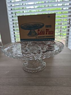 Antique Anchor Hocking footed Cake Plate