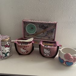 Hello Kitty Ramen Bowles And Cups