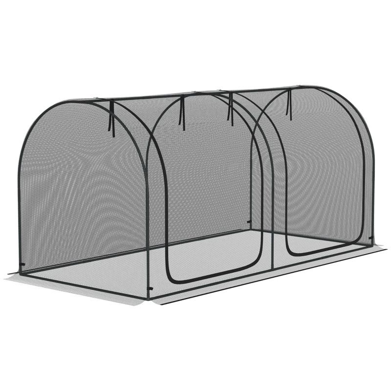 8' x 4' Crop Cage, Plant Protection Tent with Two Zippered Doors, Storage Bag and 4 Ground Stakes, for Garden, Yard, Lawn, Black