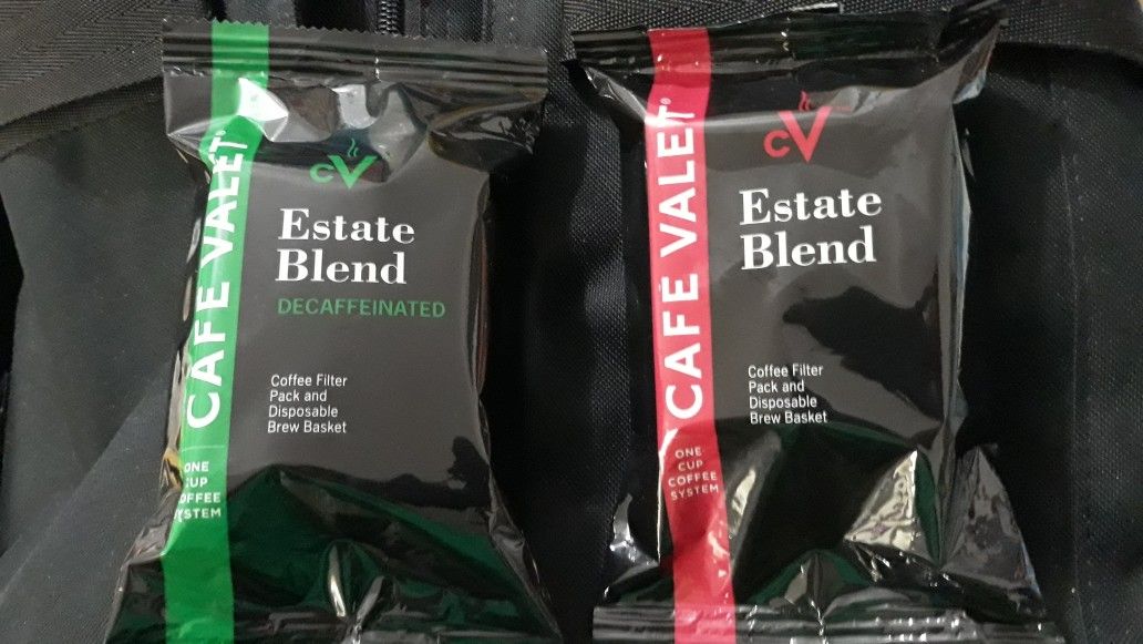Cafe Valet. coffee filter pack and disposable brew basket. For use on Cafe Valet single serve coffee maker, brew maker.