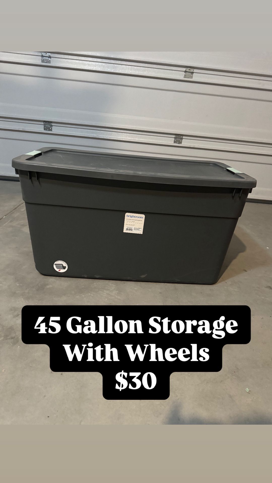 Storage Tote With Wheels 45 Gallons