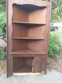 Retro Middle century wooden corner shelf