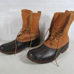 LL Bean Maine Hunting Duck Boots Vtg USA Made Men Sz 13W Leather Upper