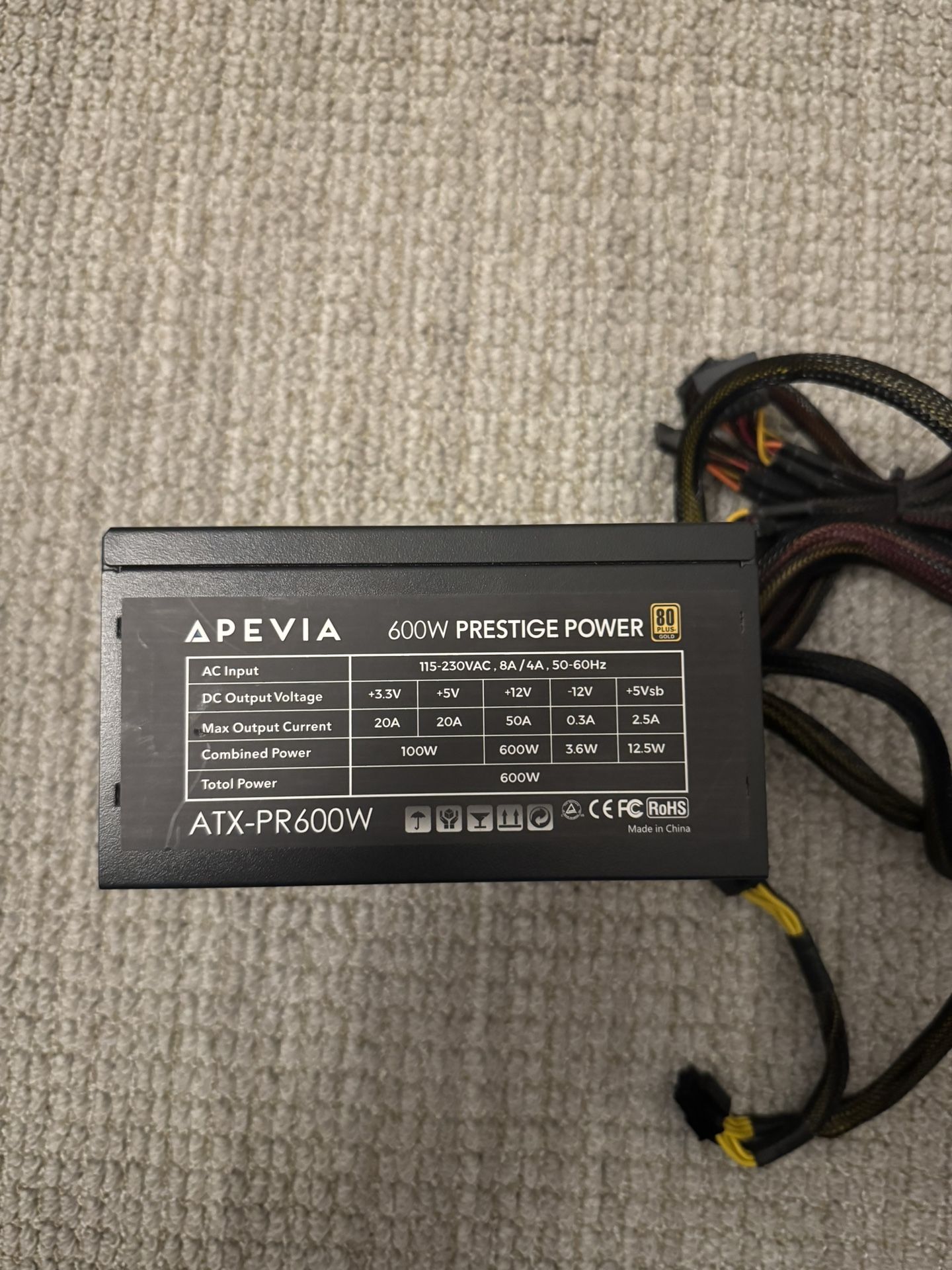 EVGA 600 Watts 80 Plus Gold Power Supply Unit