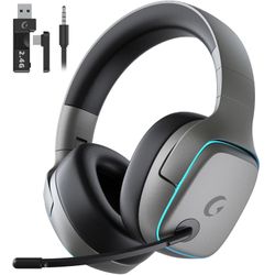 Gvyugke 2.4GHz Wireless Gaming Headsets for PS5, PS4, PC, Switch - Bluetooth 5.3 Gaming Headphones with Noise Canceling Mic, 7.1 Surround Sound, 70H B