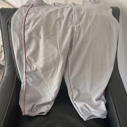 Baseball Pants, Gray with Red Piping, Adult Sizes