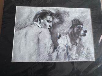Elvis Presley Charcoal Drawing By Hai Yan With Matte