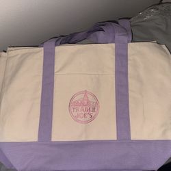 Trader Joe's purple canvas tote bag