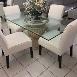Dining Room Glass Top Table and Chairs