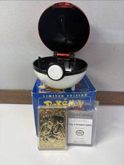 23K Gold Plated CHARIZARD Trading Card 1999 Burger King | With Poke Ball