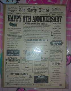 Jumbo 8th Anniversary Card