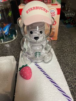 Read description —2026 glass Starbucks bearista bear cup tumbler