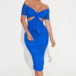 Fashion Nova Blue Midi Dress / Vestido Azul 