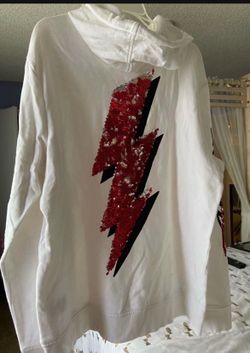 New XL I.N.C White/Red Sequins Hoodie ONLY $20