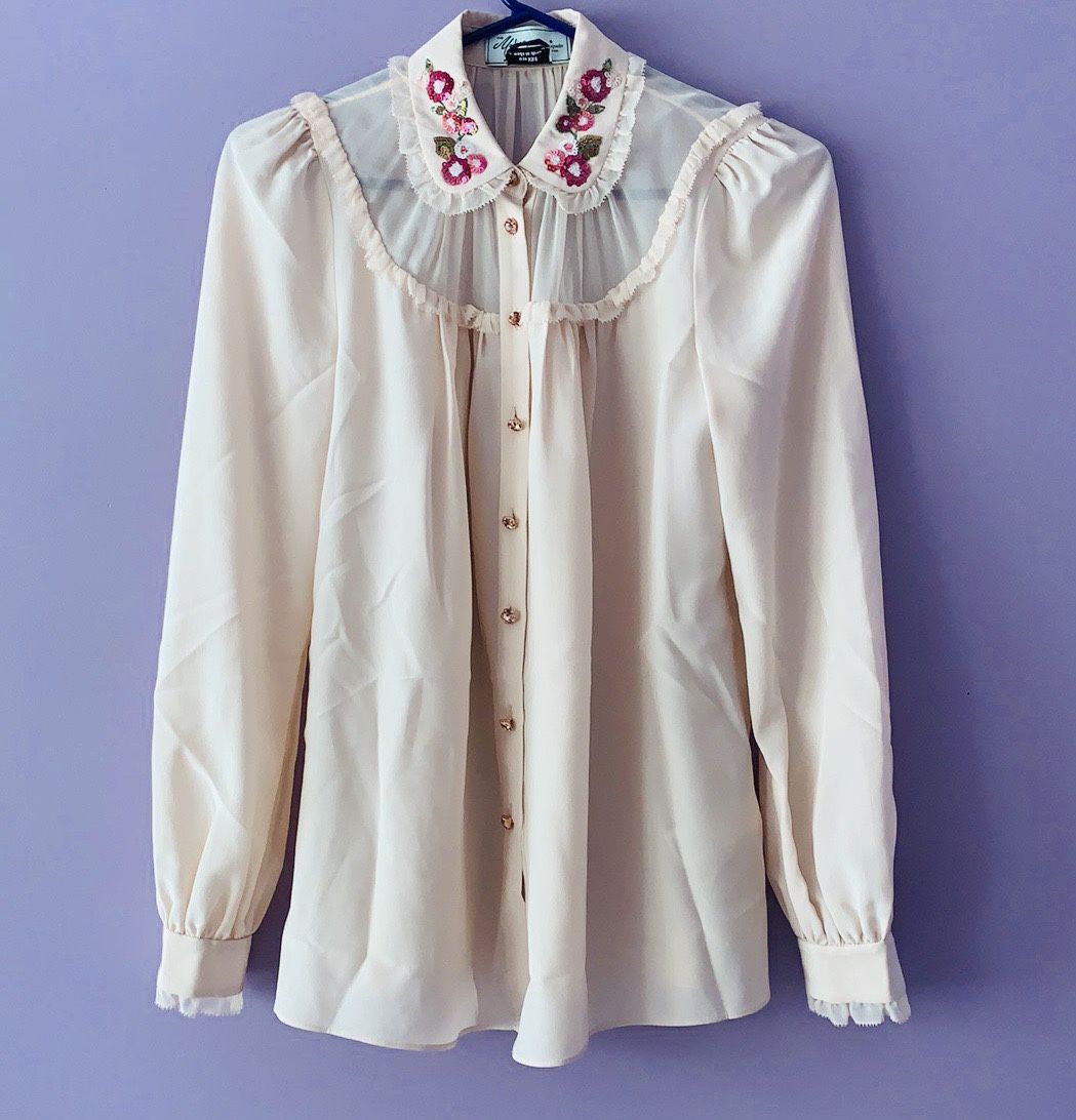 Kate Spade Madison Ave. Sequin Collar Blouse